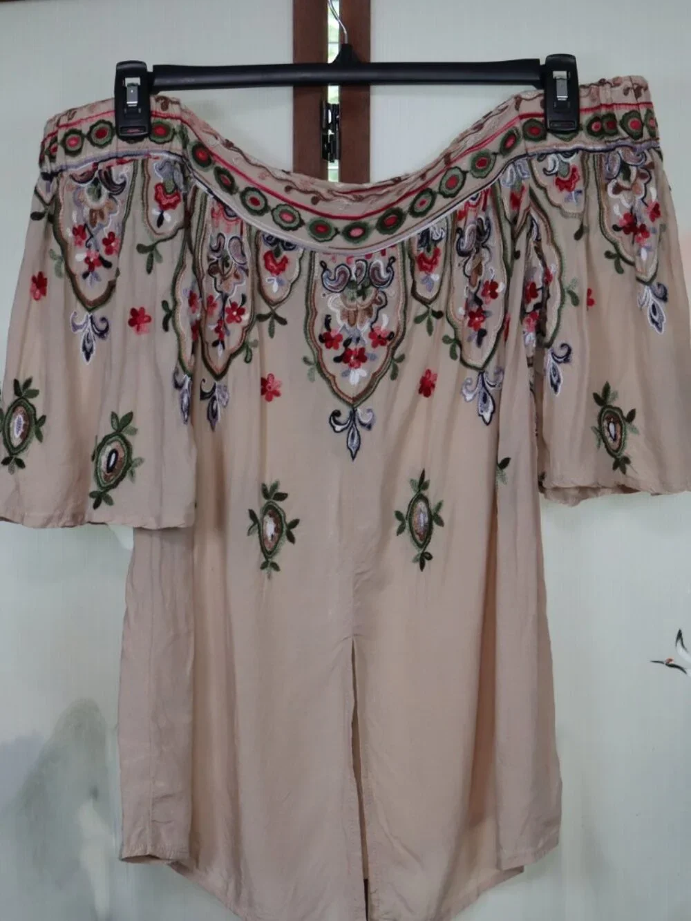 🌸 Democracy Embroidered Off Shoulder Boho Blouse Medium Festival Top 🌸 - Picture 2 of 8